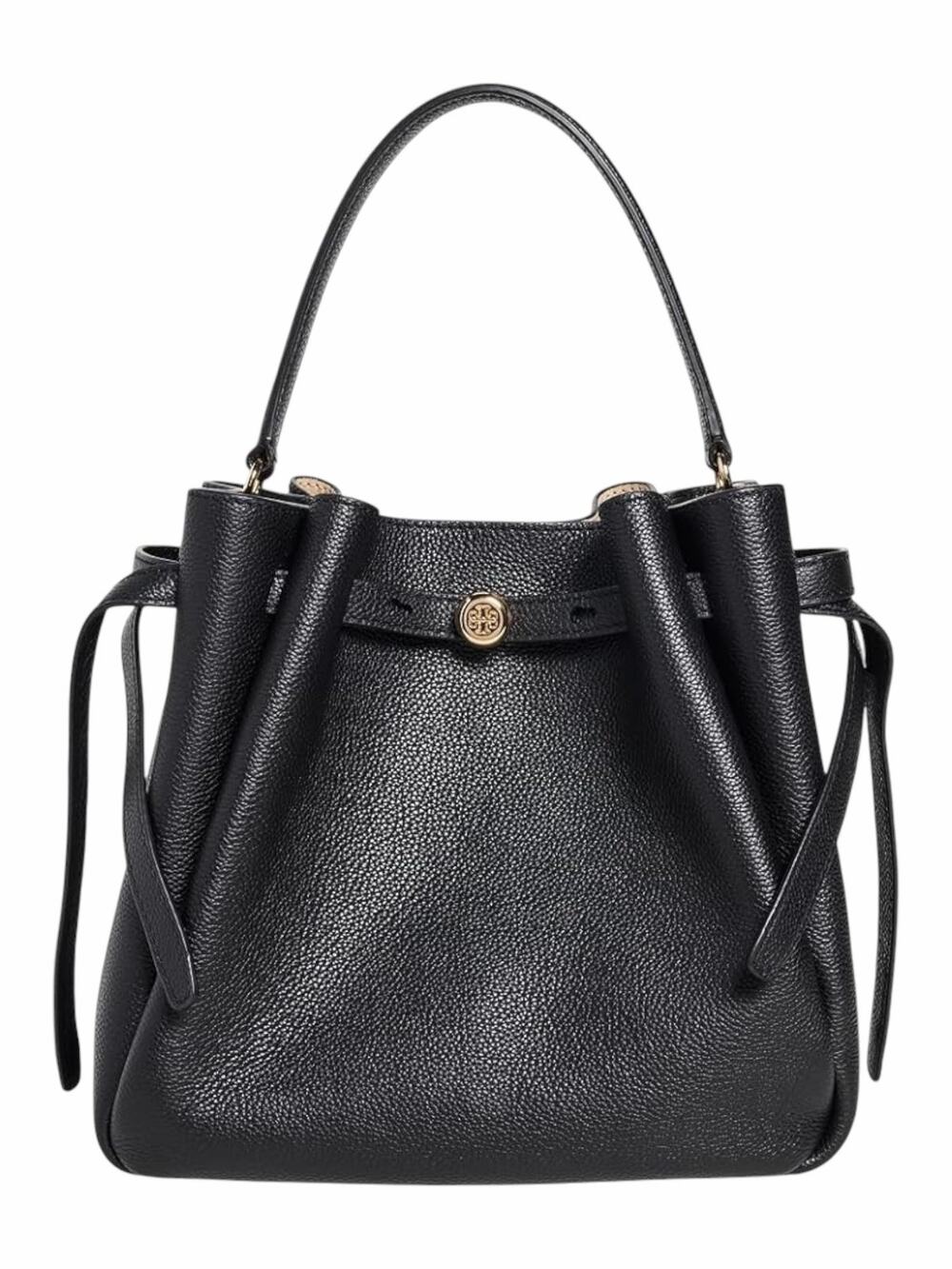 Tory Burch Romy Bucket Bag Black Pebble Leather